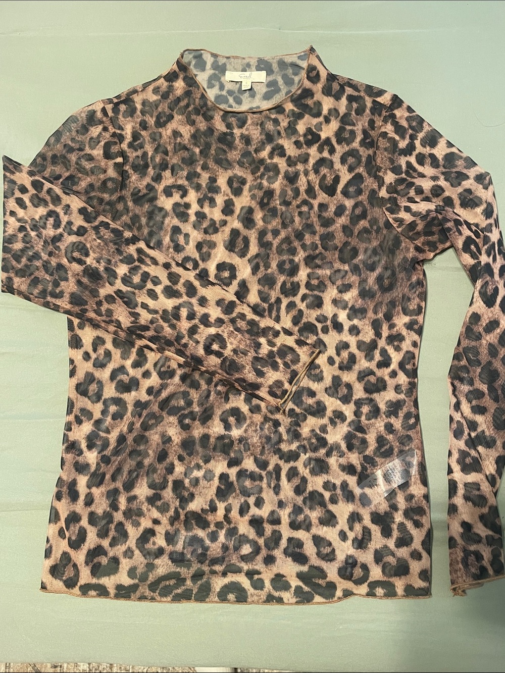 easel Sheer Leopard Mesh Top in Brown and Black